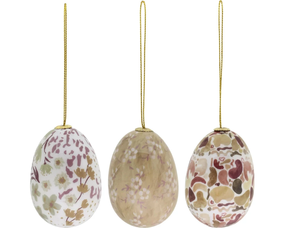 Chic Antique Aufhänger Ostereier 3 Stück, Mehrfarbig
