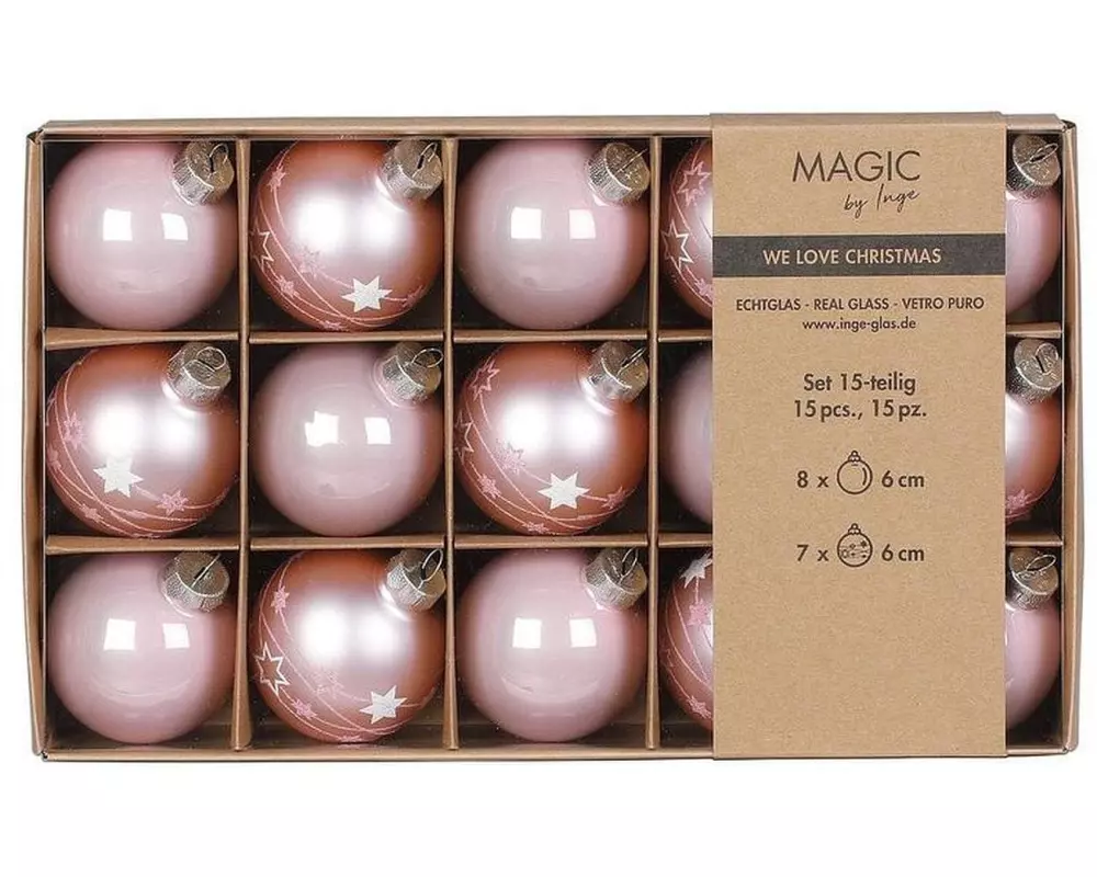 INGES CHRISTMAS DECOR Weihnachtskugel Lovely Magnolia Ø 6 cm, 1 Stück, Hellrosa