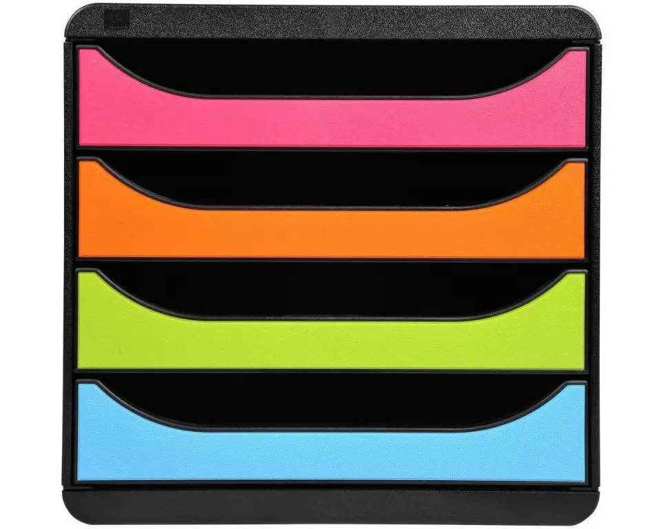 Exacompta Schubladenbox Big Box 4 Schubladen, Schwarz / Harlekin