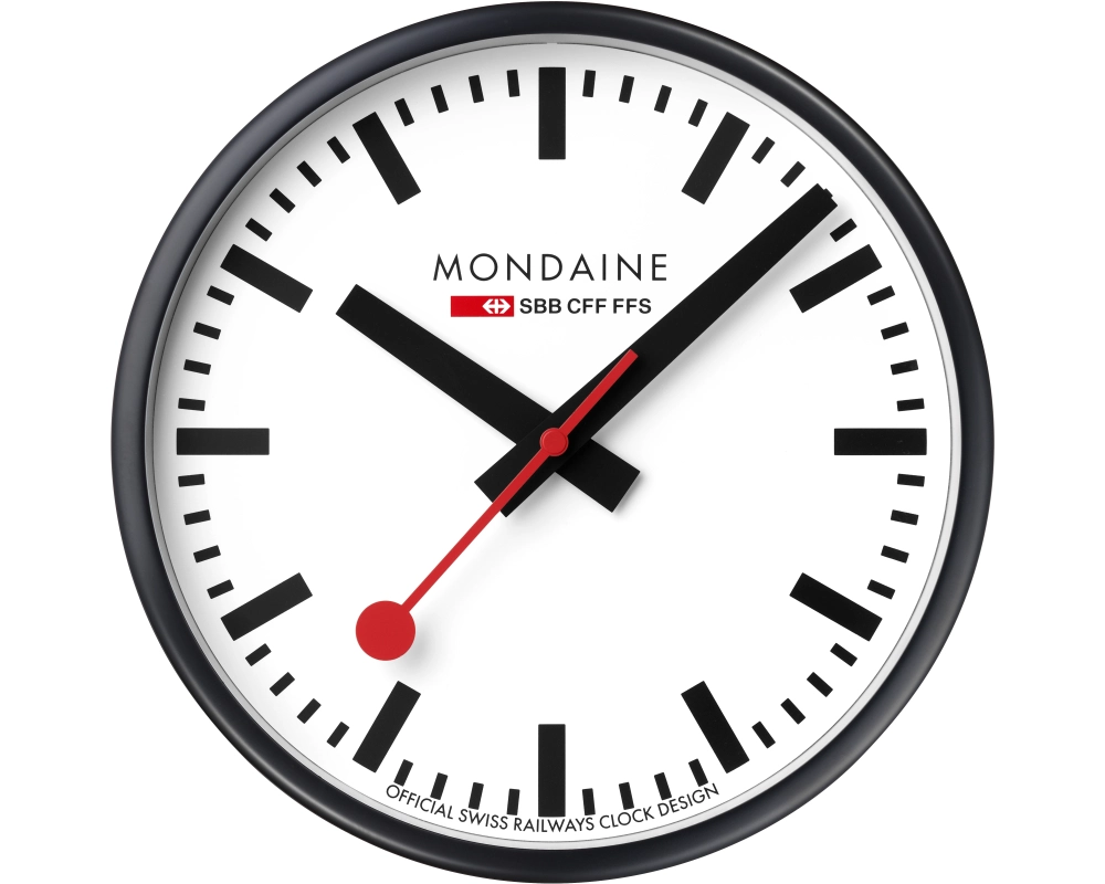MONDAINE Wanduhr 250mm A990CLOCK12S schwarz