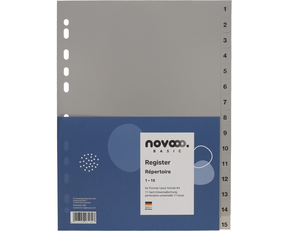 NOVOOO Register PP A4 40939 grau 1-15