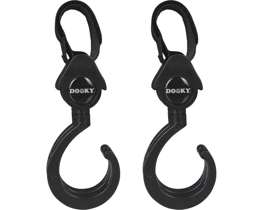 Dooky Buggy-Befestigungshaken 360° 2er Set, Schwarz