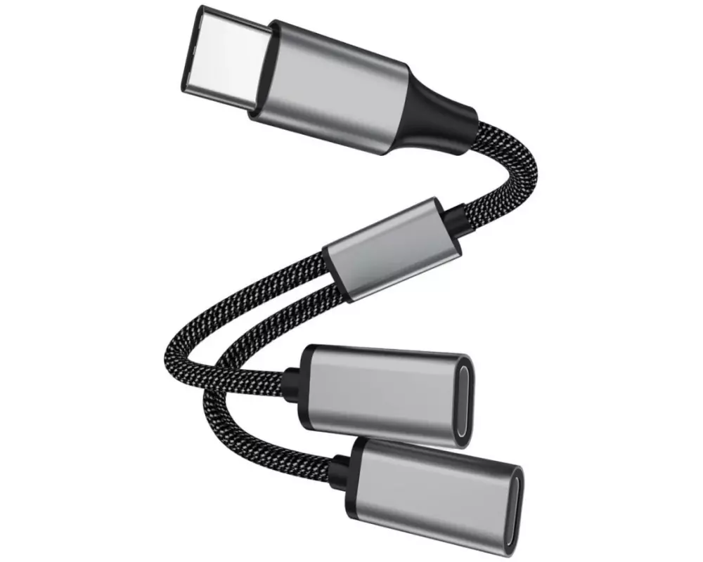 4smarts USB 2.0-Y-Kabel textil USB C - 2x USB C 0.2 m