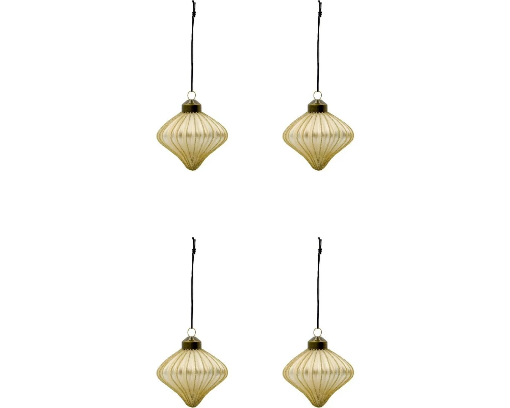House Doctor Weihnachtskugel Spin Ø 8 cm, 4 Stück Gold/Champagner