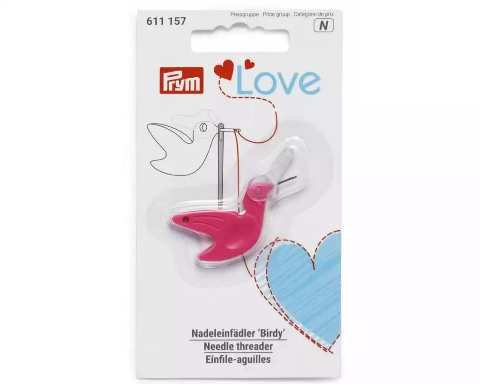 Prym Love Einfädler Love Birdy Pink, 2.5 cm x 4.5 cm