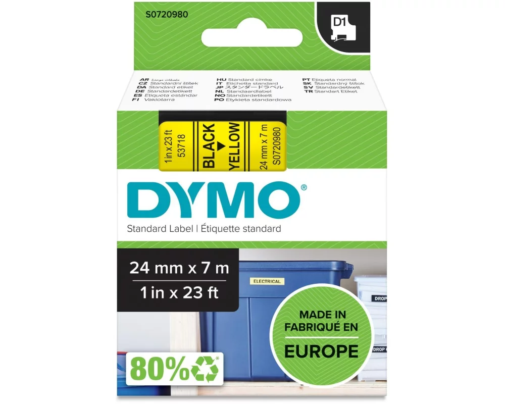 DYMO Beschriftungsband D1 Schwarz auf Gelb