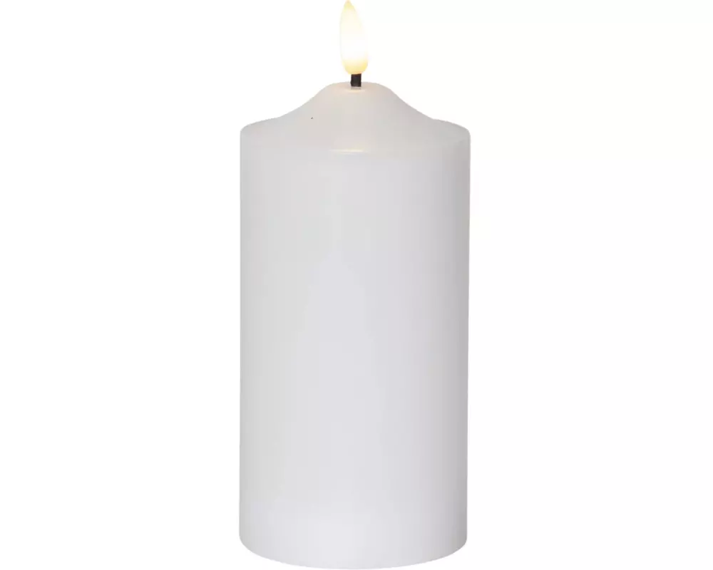 Star Trading LED-Kerze Pillar Flamme Ø 7.5 x 17 cm, Weiss