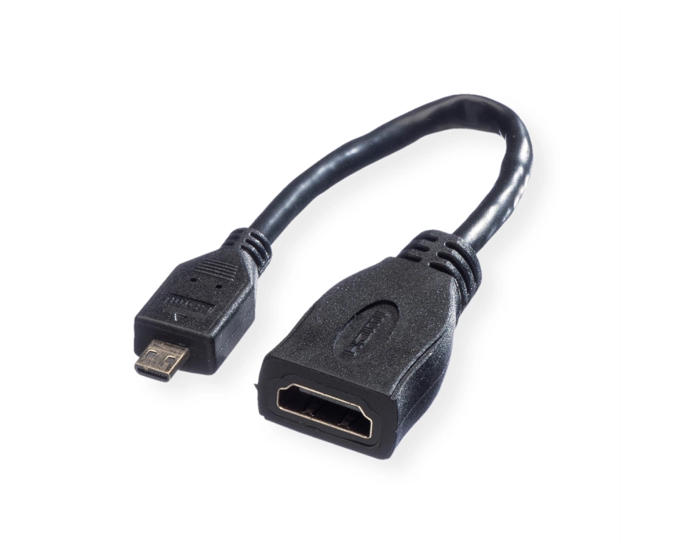 VALUE HDMI High Speed Kabel mit Ethernet, HDMI BU - Micro HDMI ST, 0,15 m