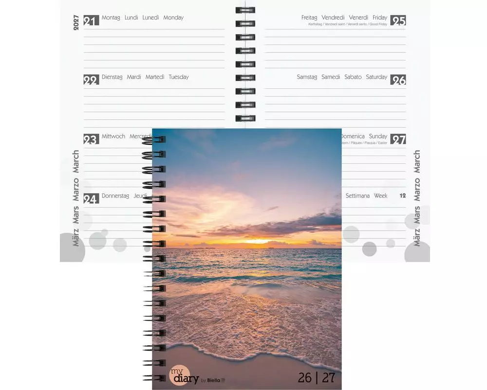 Biella Schulagenda mydiary Wire-O 2026/27 Sunset, 12 x 16.5 cm