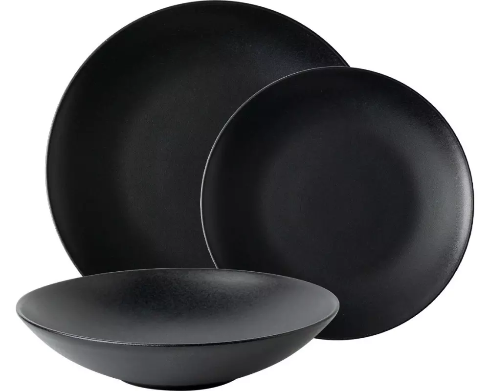 Lunasol Speiseteller Basic Schwarz Mat 12-tlg.