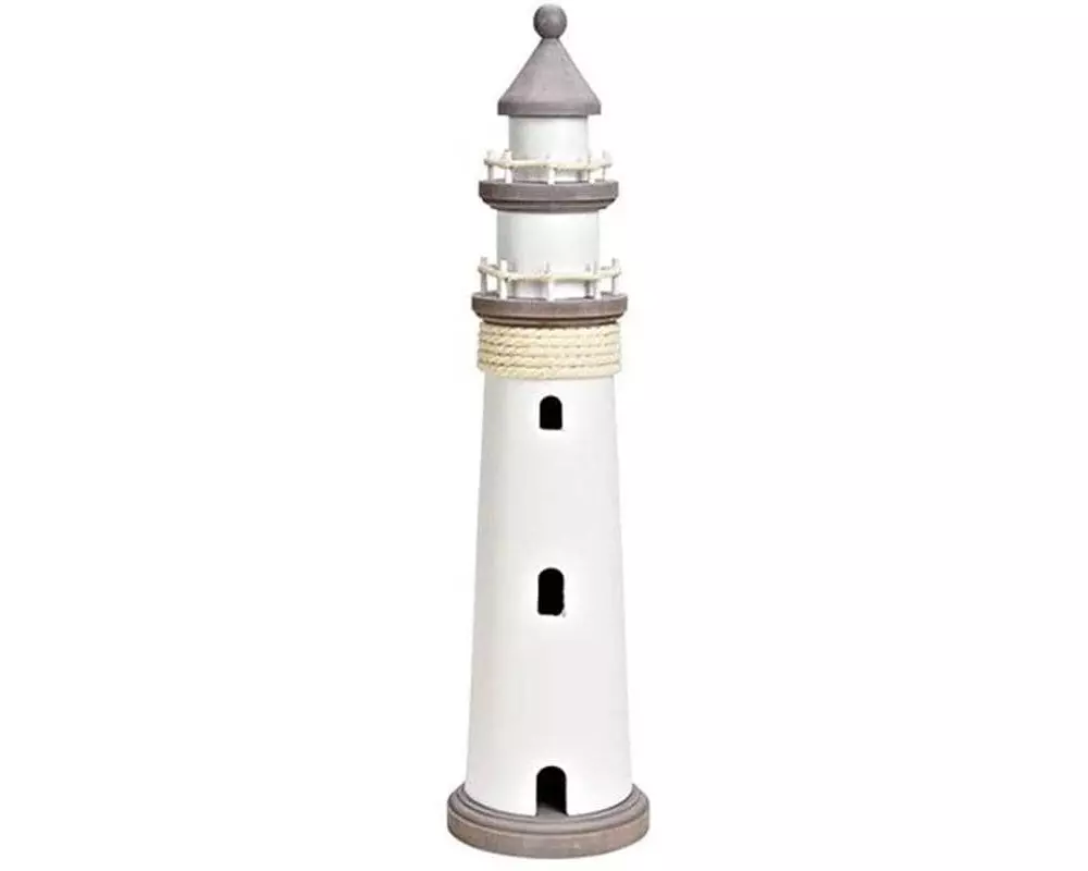 G. Wurm Aufsteller Leuchtturm 48 cm, Weiss/Grau