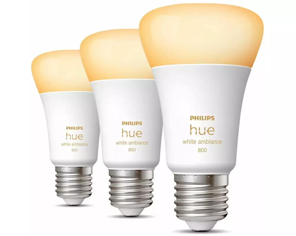 Philips Hue Leuchtmittel White Ambiance E27 Dreierpack 3 x 570 lm