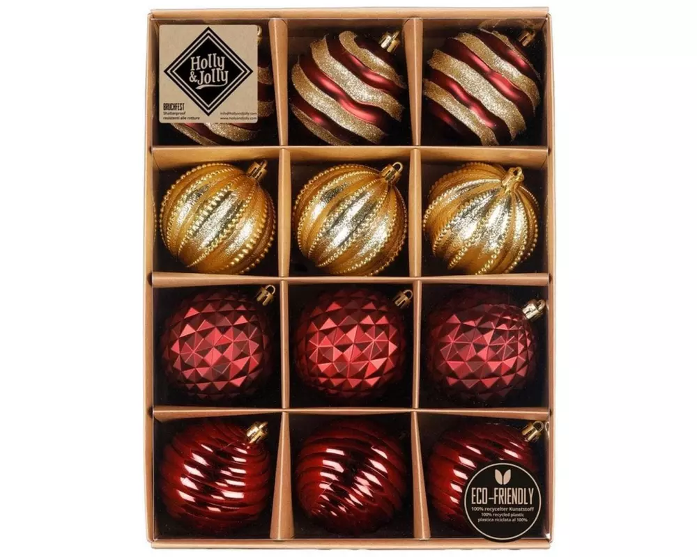 Holly & Jolly Weihnachtskugel Morello Cherry 12 Stück, 8 cm