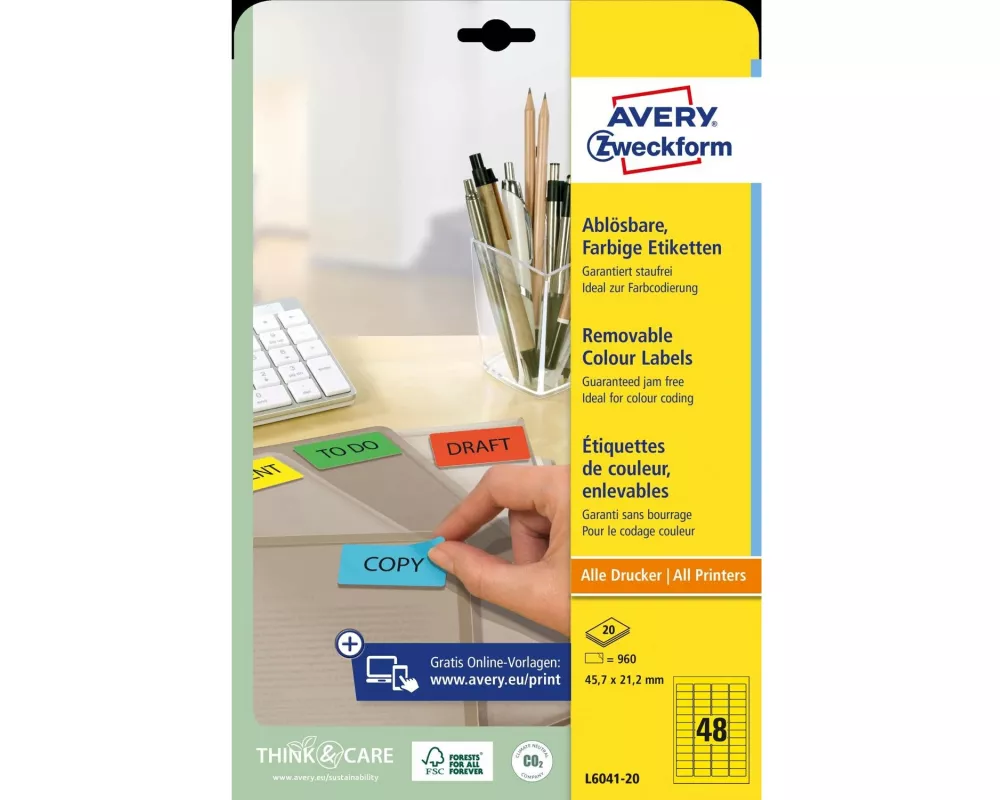 Avery Zweckform Mini-Etiketten 45.7 x 21.2 mm, 20 Blatt