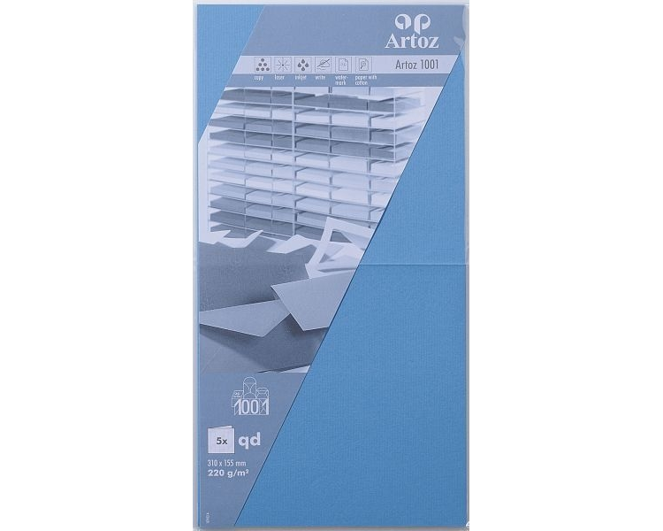 ARTOZ Karten 1001 310x155mm 107452264 220g, marienblau 5 Blatt