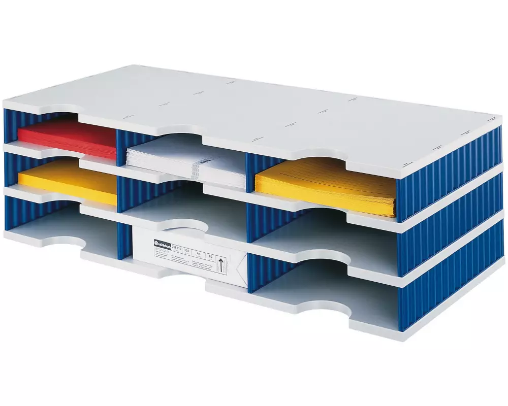 Styro Dokumentenablage styrodoc trio Standard, Blau, 9 Fächer