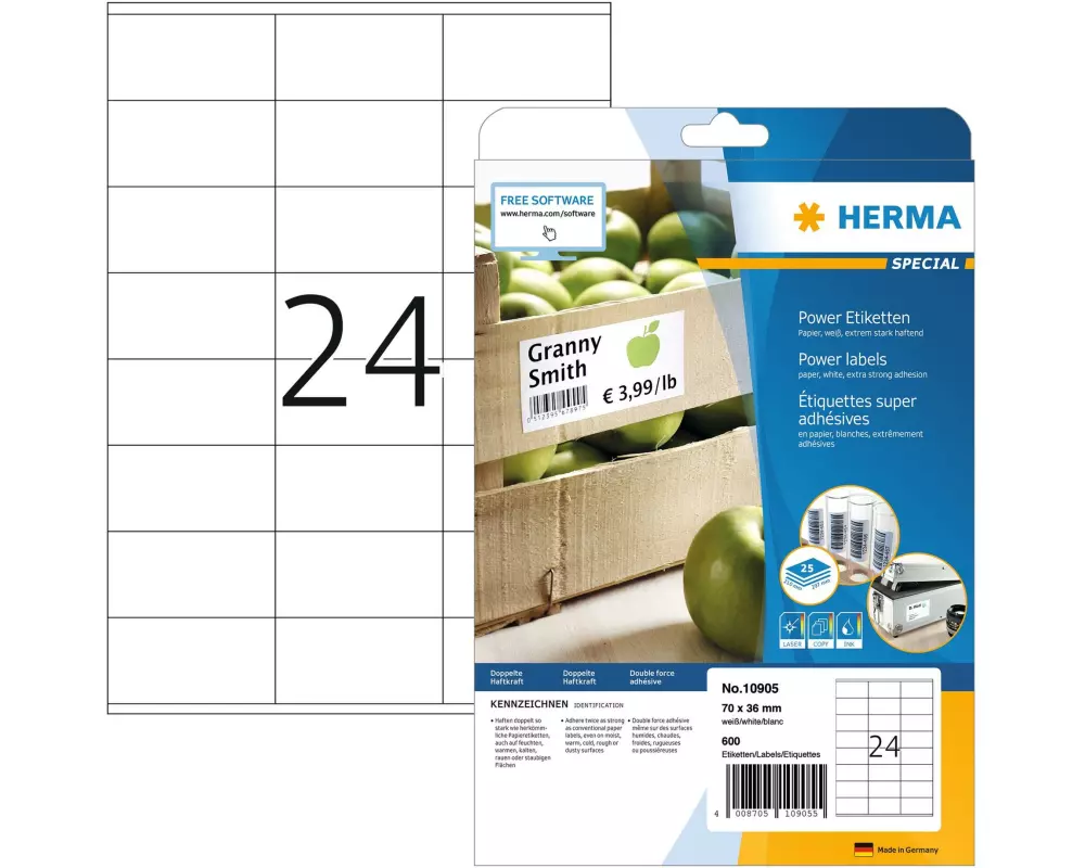 HERMA Universal-Etiketten Power 10905 70 x 36 mm
