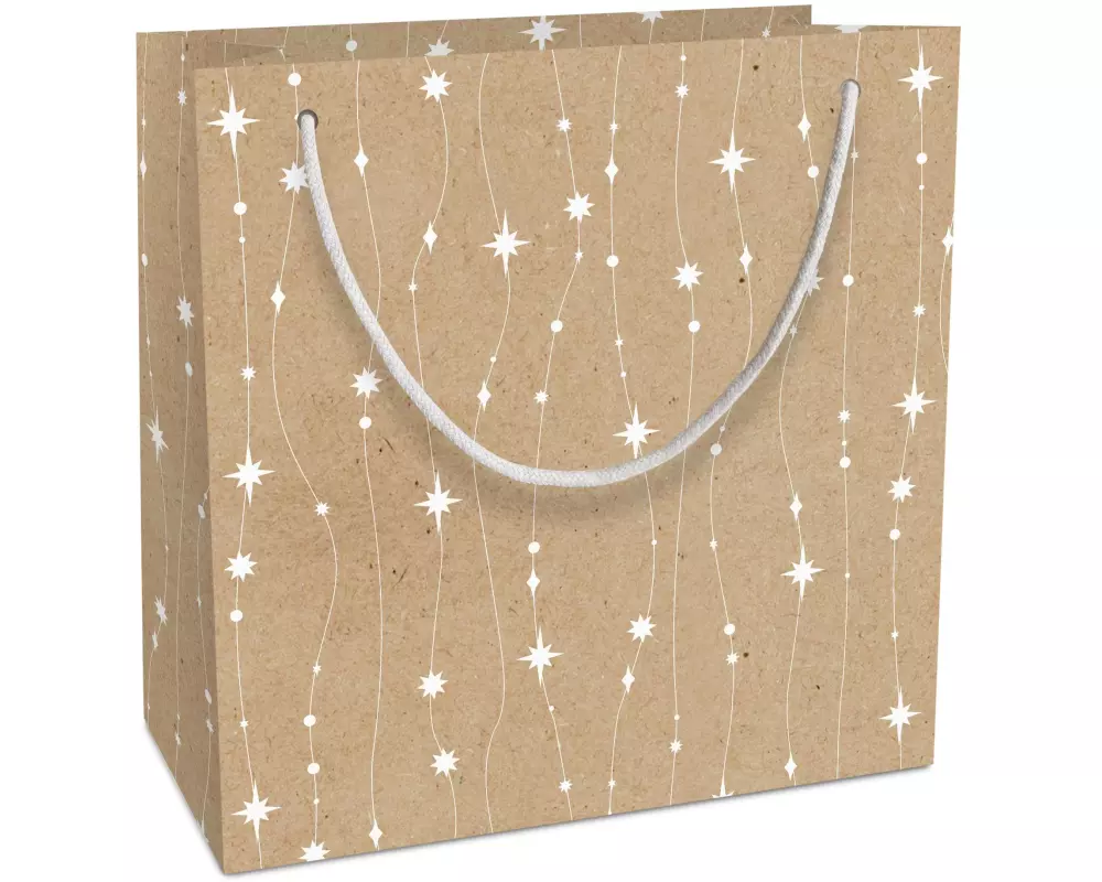 Braun + Company Geschenktasche Glitzerkette 20 x 21 x 8 cm, Braun/Weiss