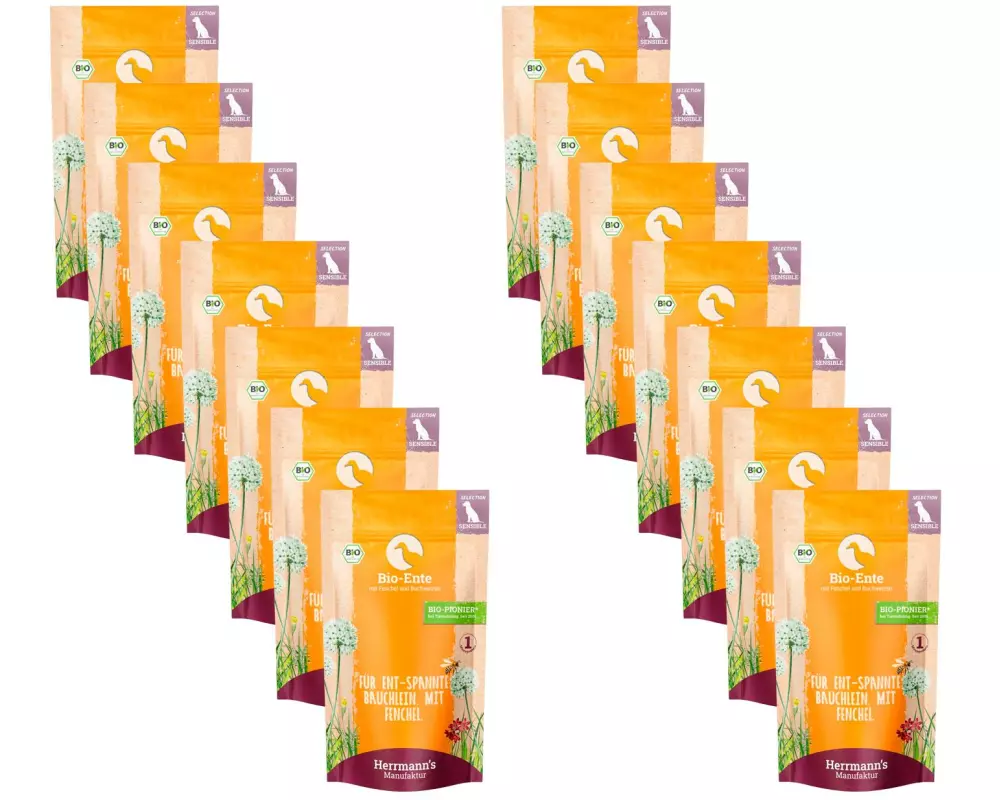 Herrmann's Nassfutter Bio Ente mit Fenchel und Buchweizen 14 x 150 g