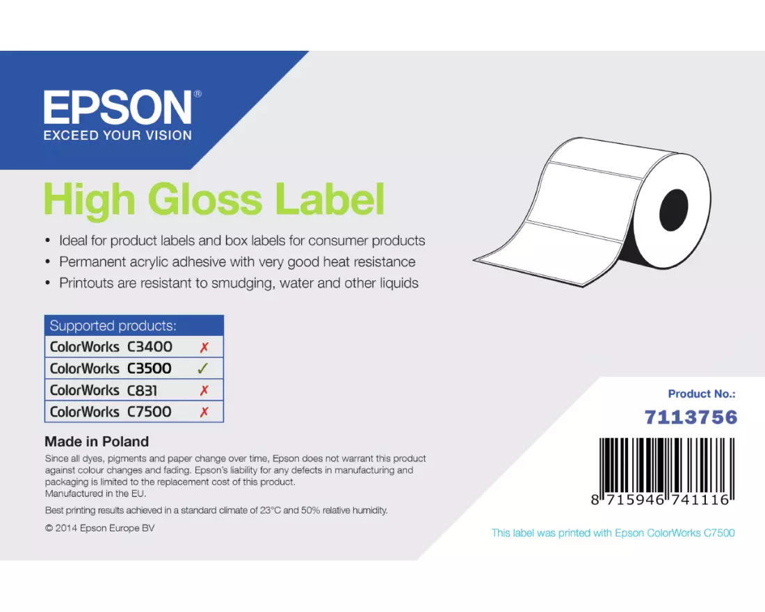 Epson High Gloss Label Selbstklebendes Druckeretikett