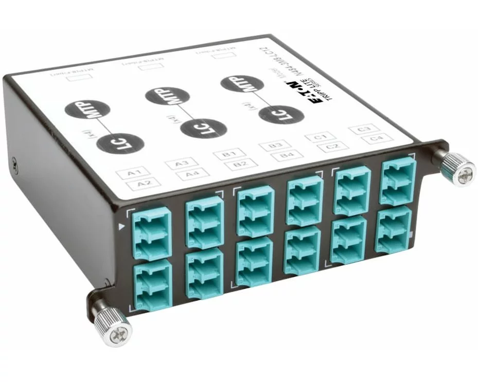 EATON TRIPPLITE 40/100Gb, Breakout Cassette, 40Gb to 4 x 10Gb, 100Gb to 4 x 25Gb, x3 8-Fiber MTP/MPO to x12 LC Duplex