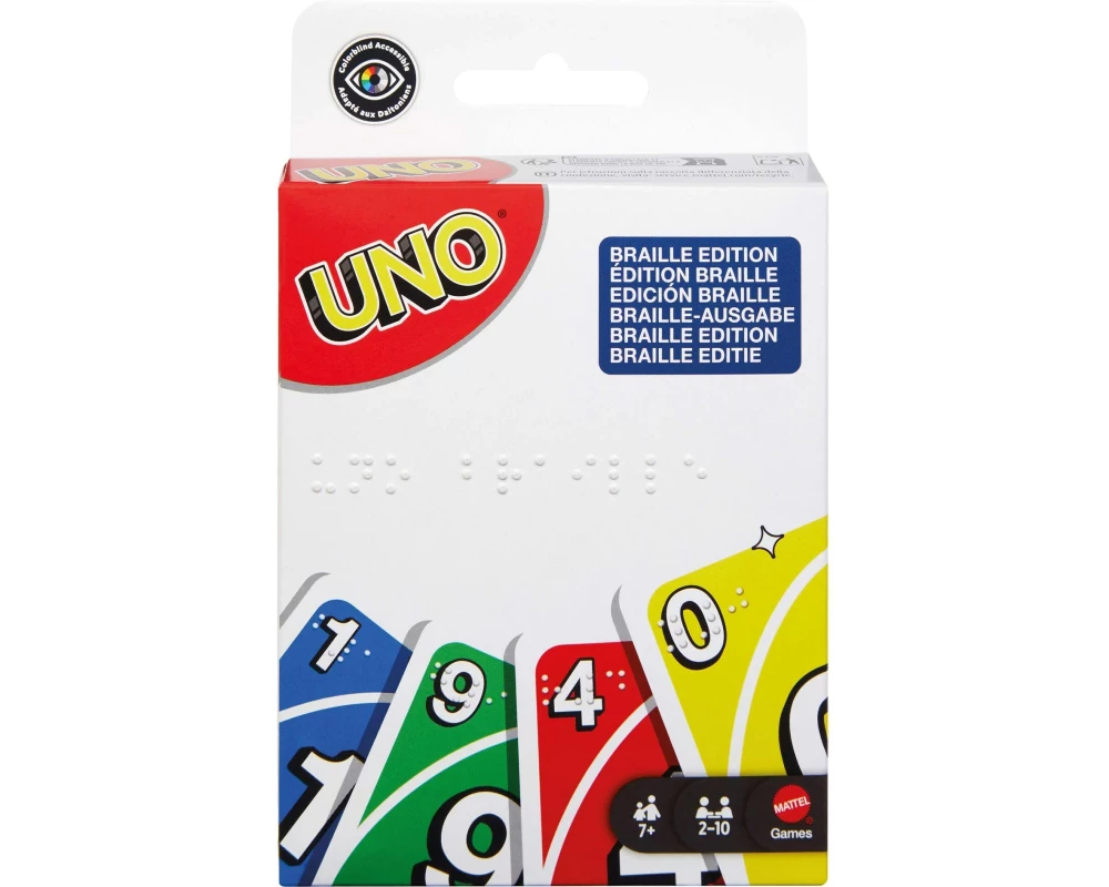 Mattel Spiele Kartenspiel UNO Braille ab 7 Jahren, 2-10 Spieler