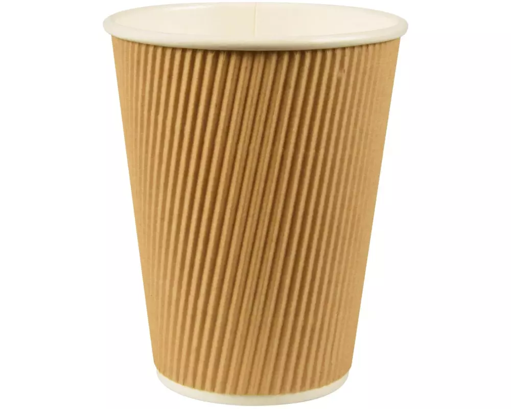 Papstar Einweg-Kaffeebecher Ripple Wall 300 ml 25 Stück, Nature