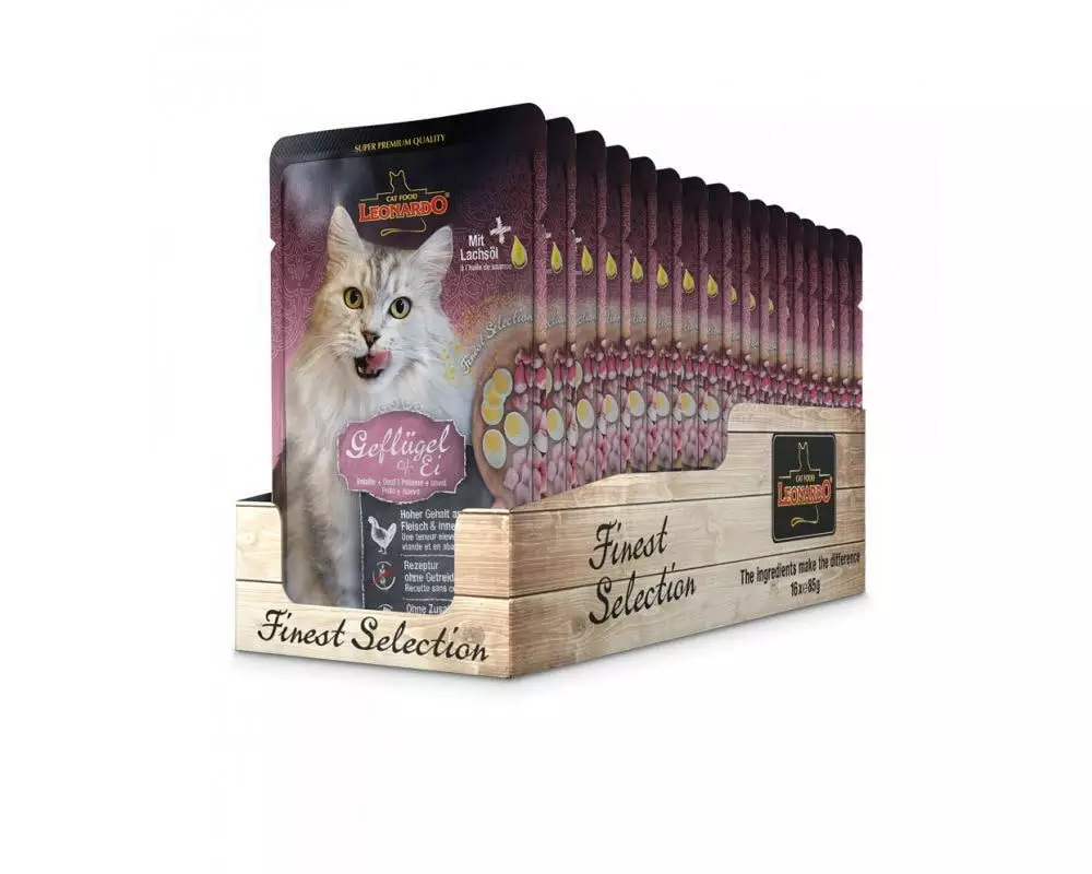Leonardo Cat Food Nassfutter Geflügel & Ei, 16 x 85 g