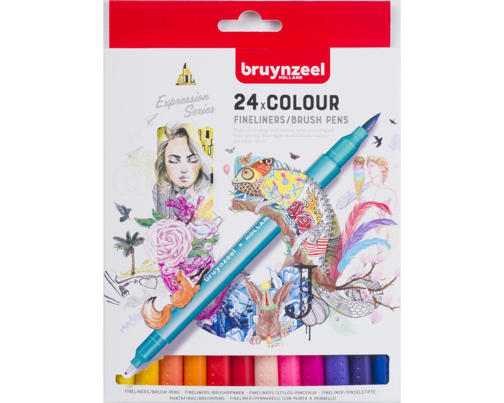 BRUYNZEEL Fineliner/Brushpen Set 60325024 assortiert 24 Stück