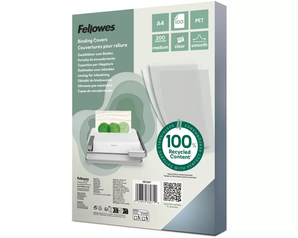 Fellowes Einbanddeckel 200 g/m², 25 Stück, Transparent
