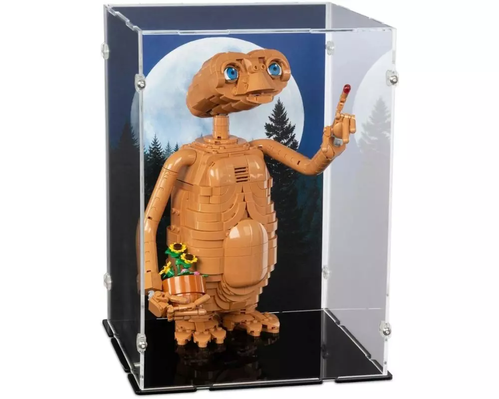 iDisplayit Acryl-Display für LEGO 21370 E.T. (Mit Hintergrundbild & schwarzem Boden)