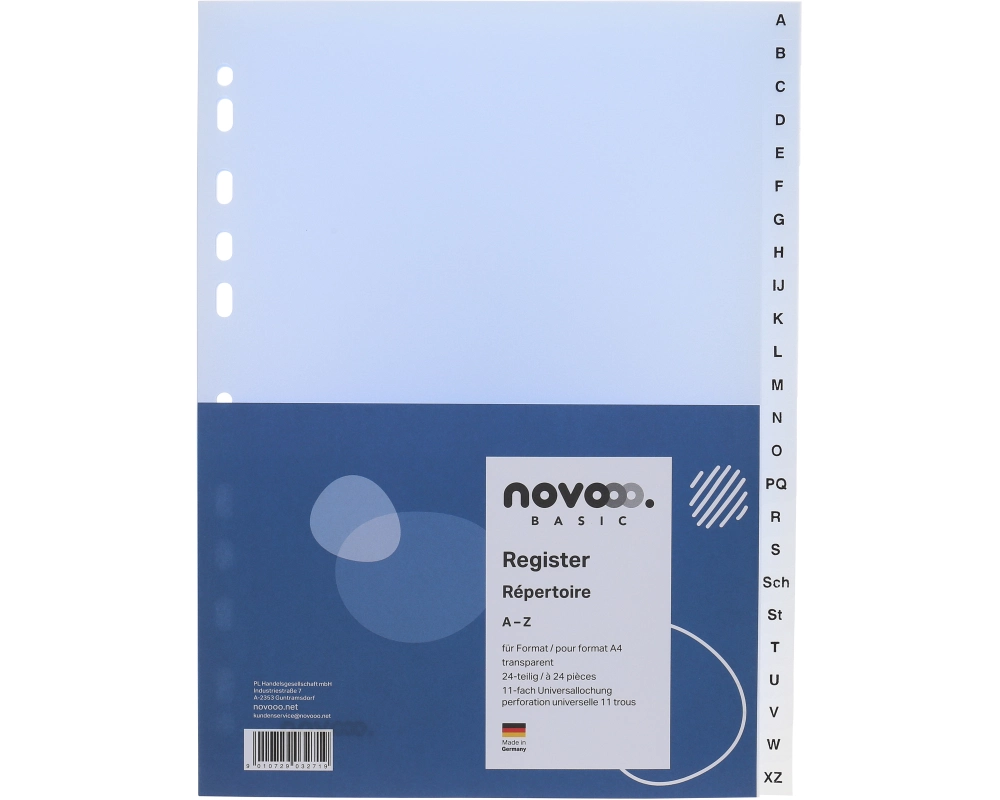 NOVOOO Register PP A4 41007 transparent A-Z 24tlg.
