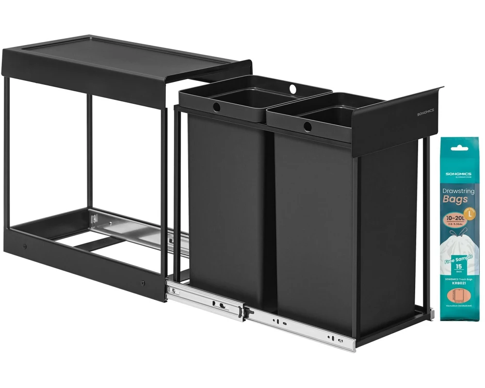 Songmics Mülltrennsystem 30 l, Schwarz