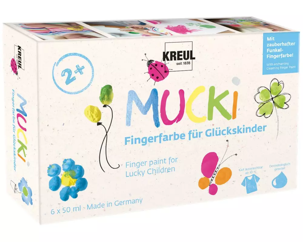 Kreul Fingerfarbe Set Glückskinder 50 ml, 6 Stück