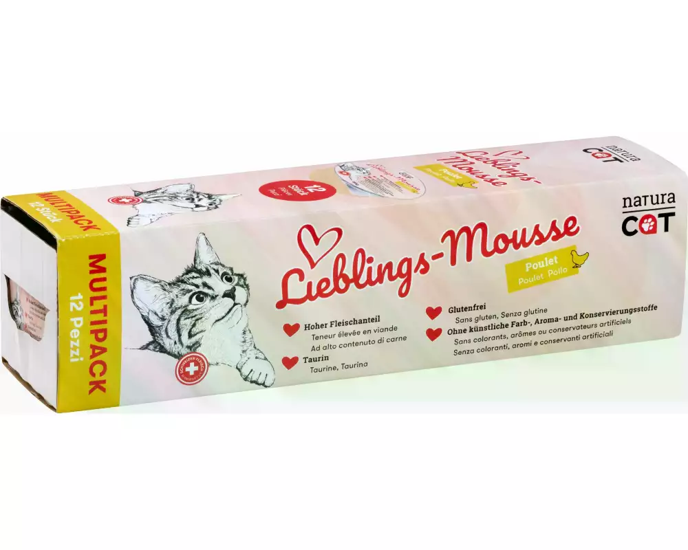 naturaCat Nassfutter Lieblings-Mousse Poulet, 12 x 85 g