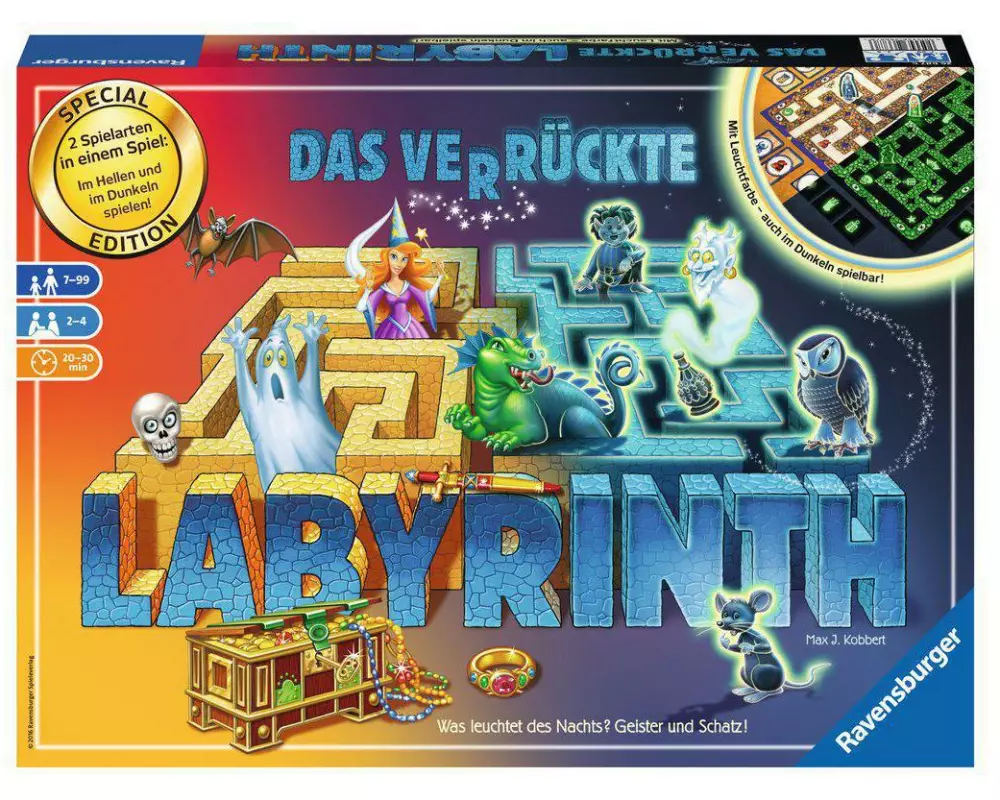 Ravensburger Familienspiel Das verrückte Labyrinth Glow in the Dark