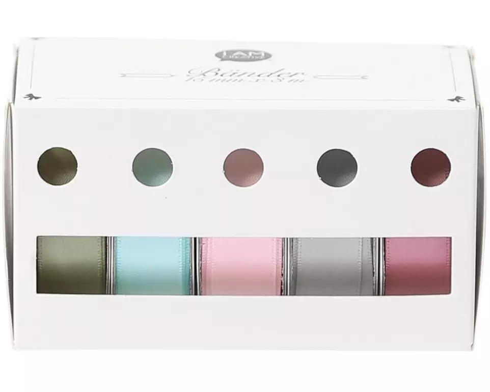 I AM CREATIVE Geschenkband Box 5 Bänder, Soft, 1 cm x 3 m