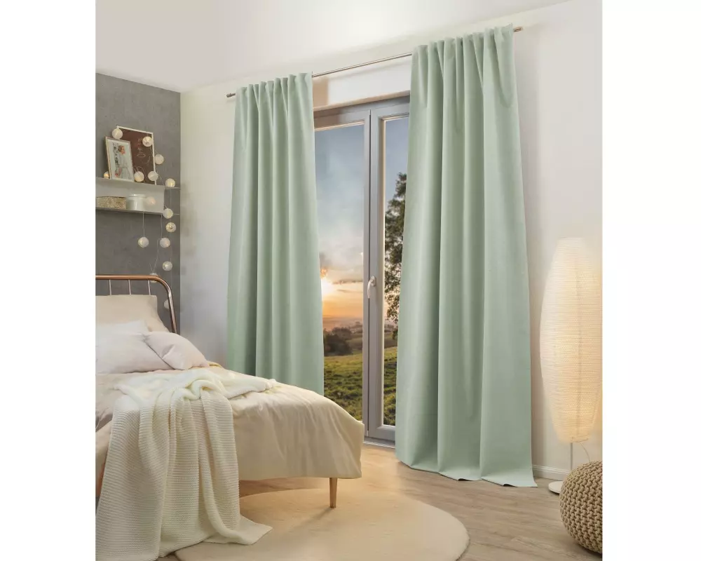 Stotz Decor AG Nachtvorhang mit Faltenband Flint, Blackout 135 cm x 300 cm