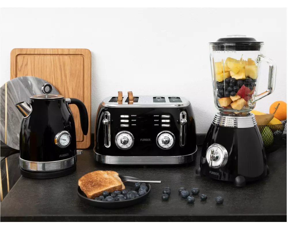 FURBER Wasserkocher, Standmixer und Toaster Set Brando Schwarz