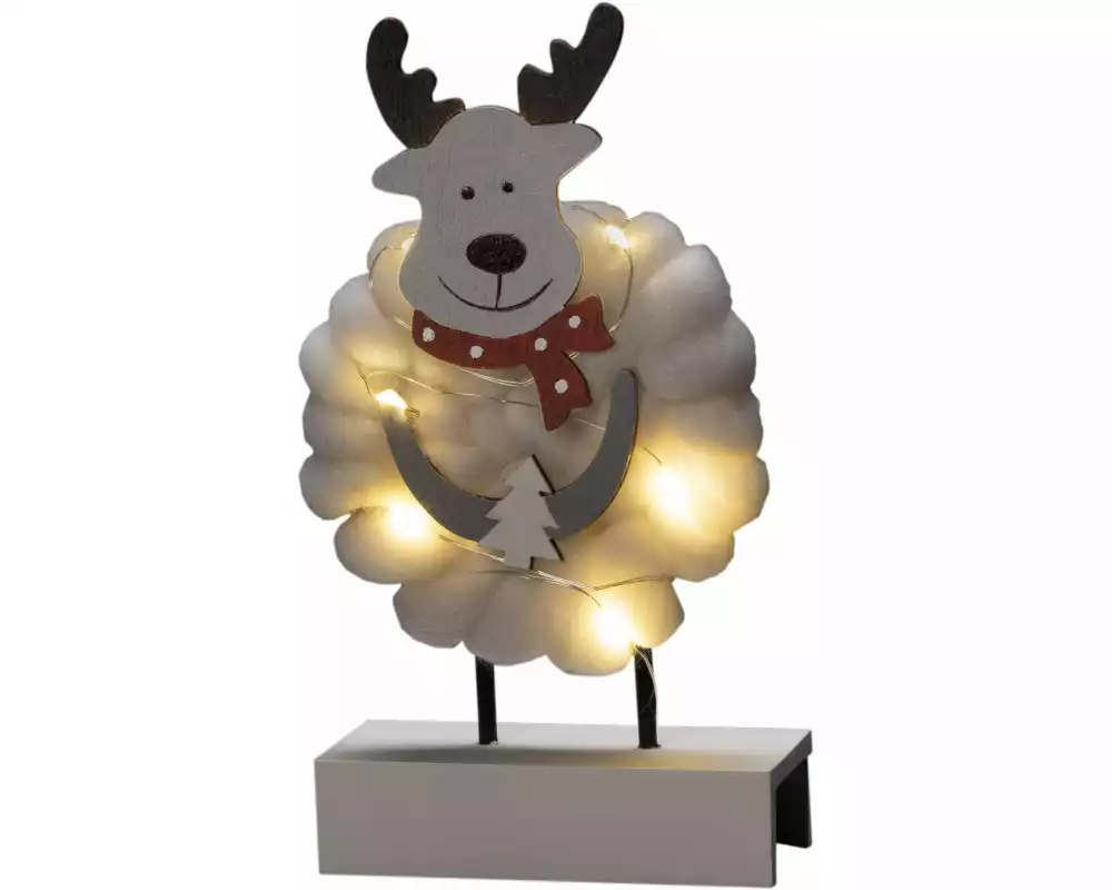 Konstsmide LED-Figur Elch, Holz & Baumwolle, 6 LED
