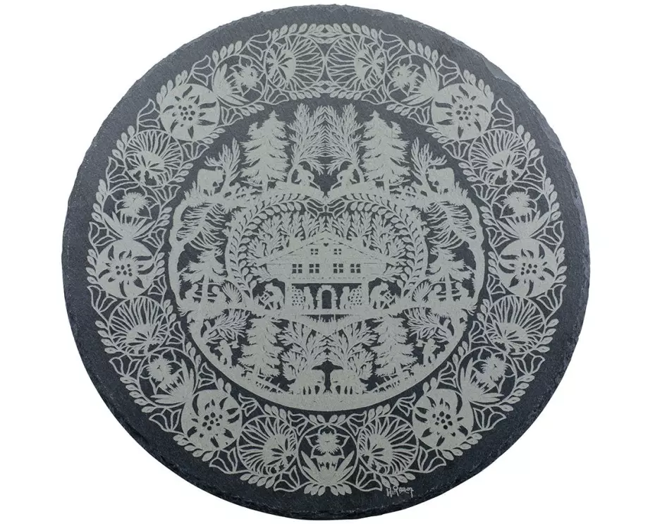 Kadastar Servierplatte Bergholzet Ø 30 cm, Schwarz