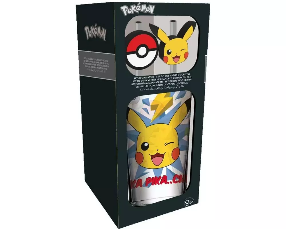 Stor Pokémon Glass Tumbler with Straws Pikachu 485 ml