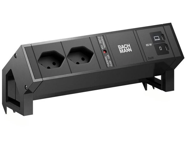 Bachmann Tischsteckdosenleiste DESK2 2xT13 1xUSB C/C 65W 0.2m RAL9005