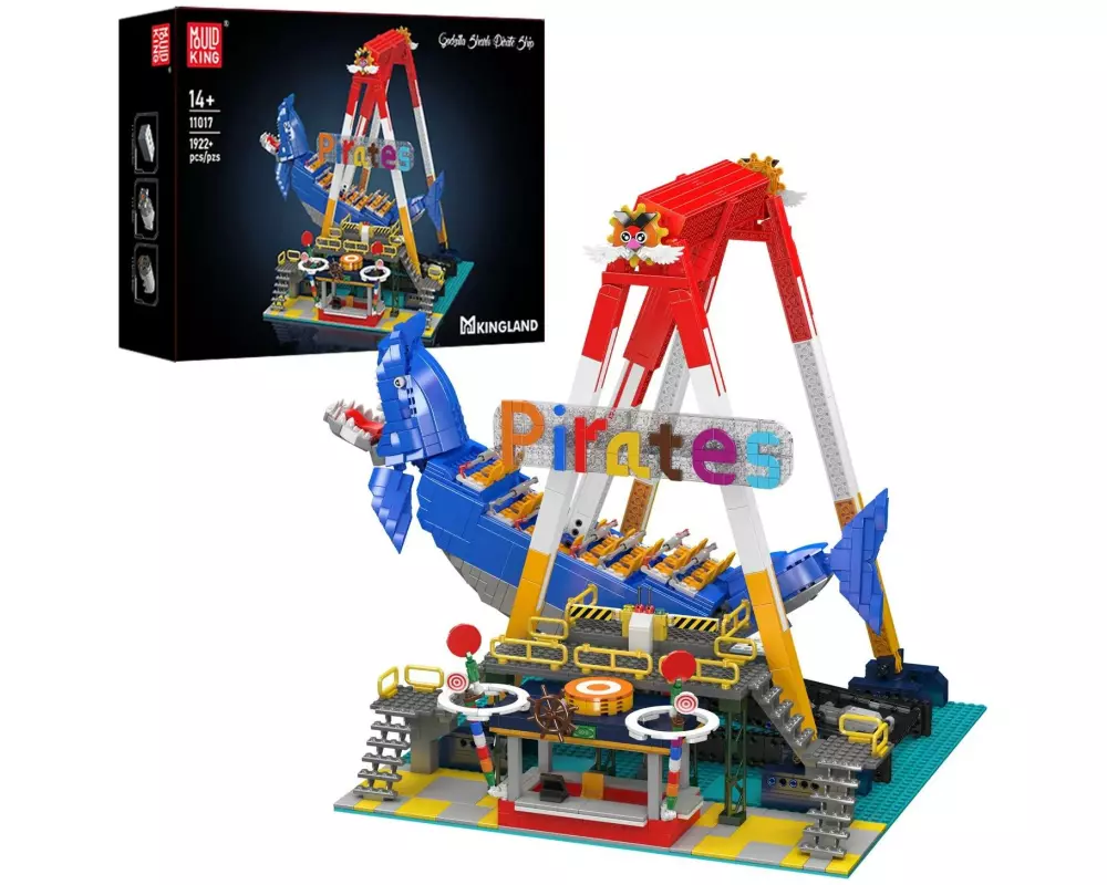 Mould King Shark Ship Ride Fahrgeschäft Elektroantrieb Blau