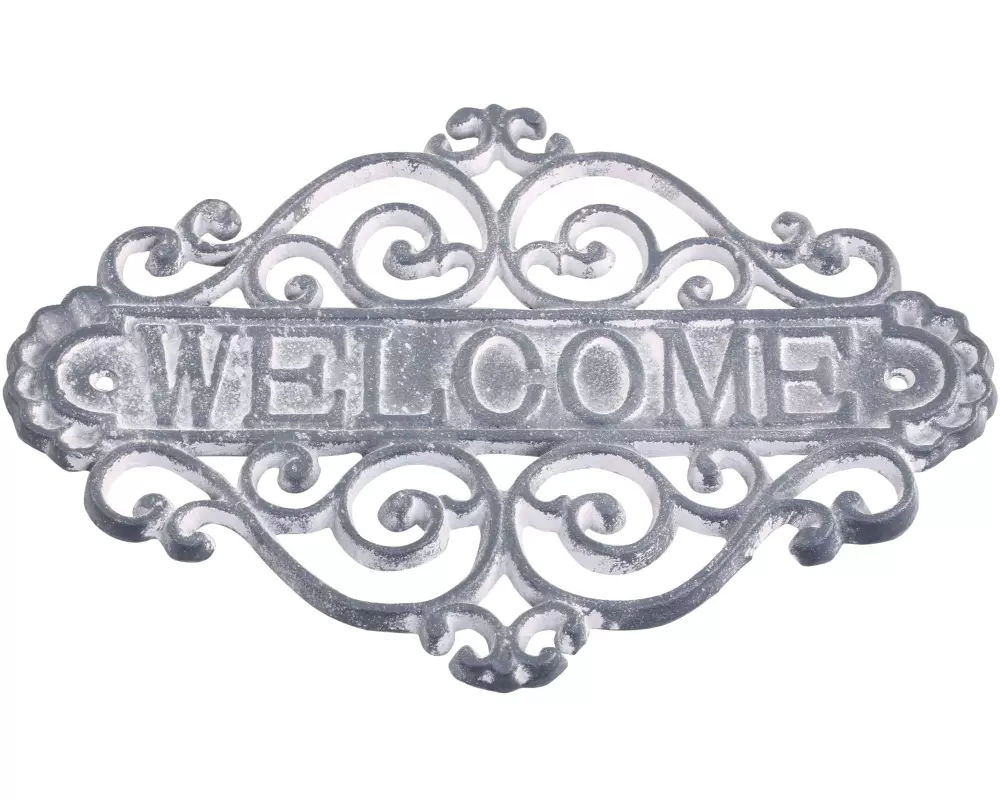 Chic Antique Schild Welcome 20 x 28 cm, Grau