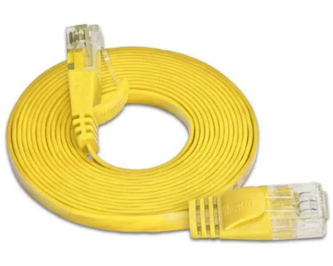 SLIM Slimpatchkabel RJ-45 - RJ-45, Cat 6, UTP, 0.75 m, Gelb