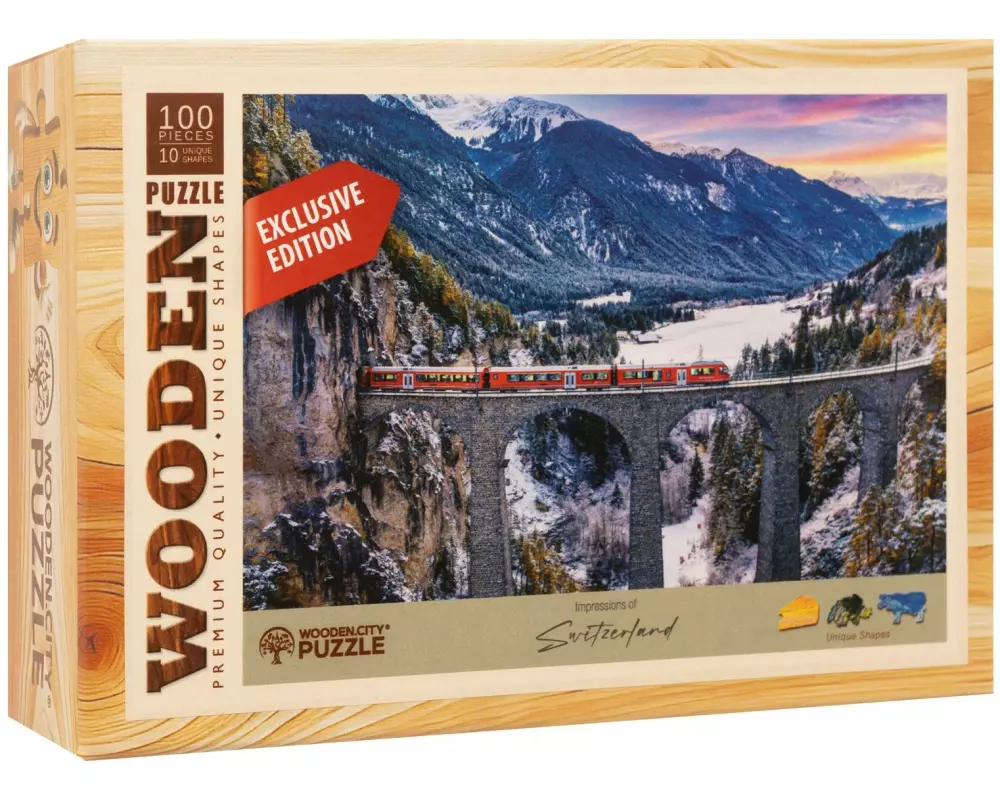 Wooden City Holz-Puzzle RhB Viadukt 100 Teile