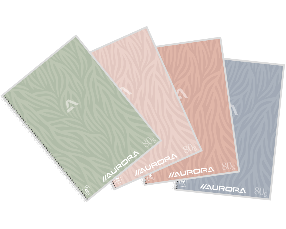 AURORA Spiralheft A4 2960DT assortiert, liniert 120 Seiten
