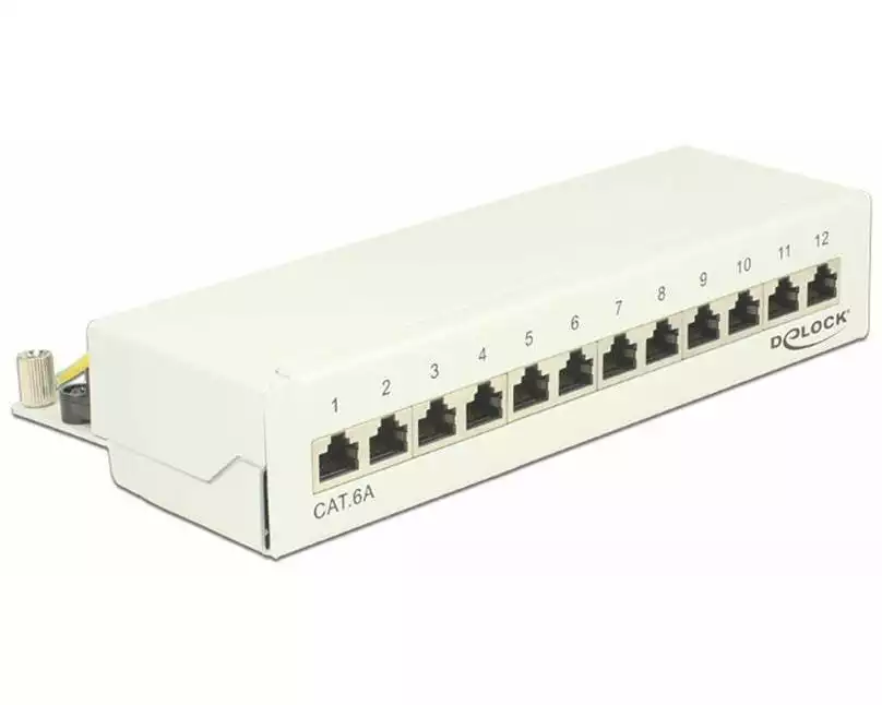 Delock Netzwerkpanel 12 Port Desktop Cat.6A LSA weiss