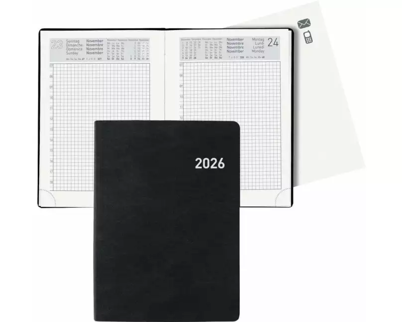 Biella Taschenagenda Technikus Schwarz, 10.1 x 14.2 cm